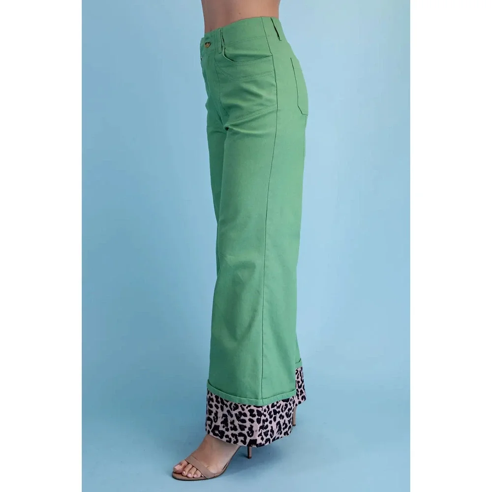 TE2041 APGRN Gigio Leopard Cuffed Flare Pants Various Sizes - Picture 3 of 5